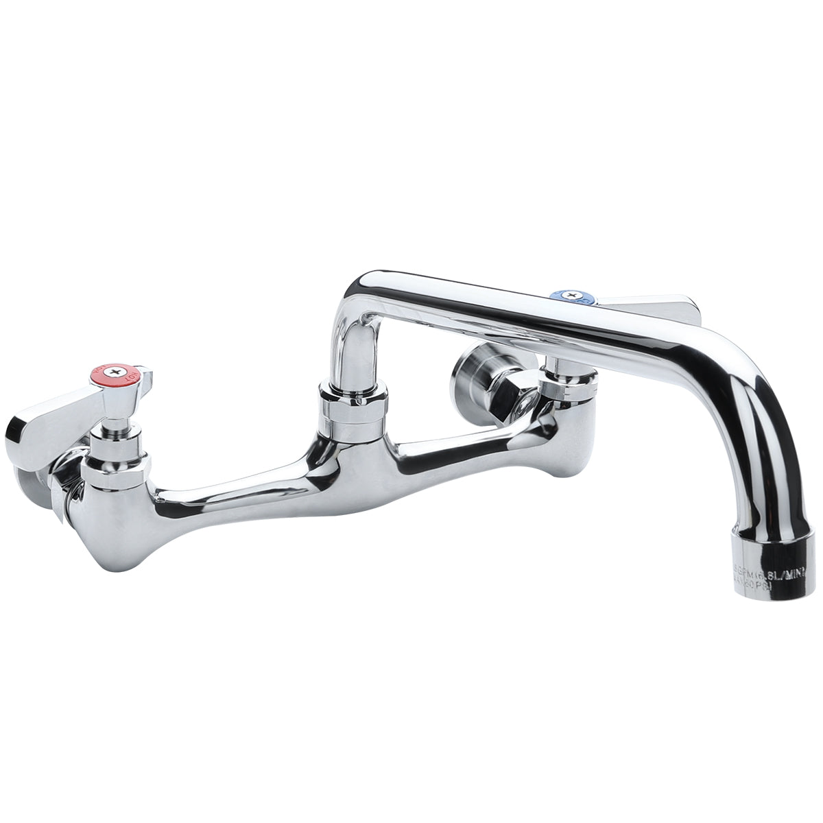 Wall Mount Commercial Faucet with 12" x 5 11/16" Swing Spout and 8" Centers, NSF Faucet, Wall / Splash Mount Empura