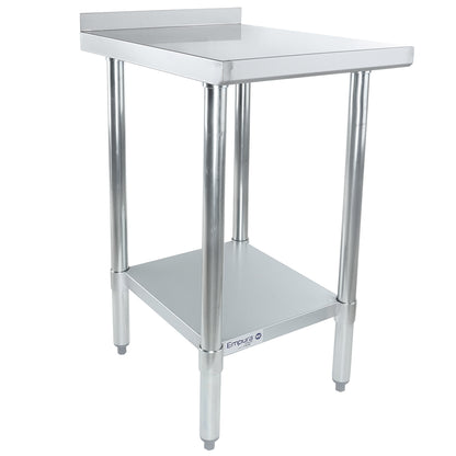 18" x 24" Filler Table 18 Gauge 430 Stainless Steel with Backsplash and Galvanized Undershelf, NSF Work Table, 12" - 21", Stainless Steel Top Empura
