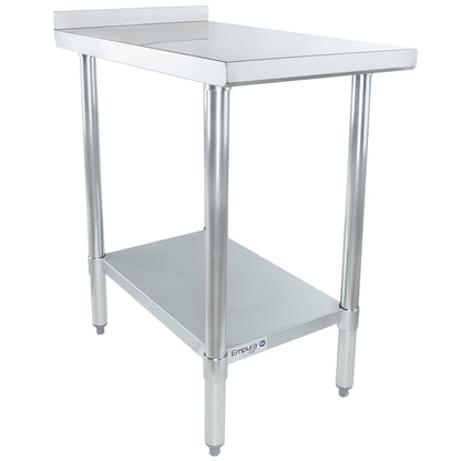18" x 30" Filler Table 18 Gauge 430 Stainless Steel with Backsplash and Galvanized Undershelf, NSF Work Table, 12" - 21", Stainless Steel Top Empura