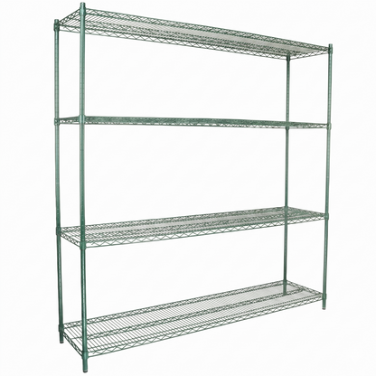 72" x 18" Epoxy 4-Shelf Commercial Wire Shelving Kit Kit with 74" Posts, NSF
