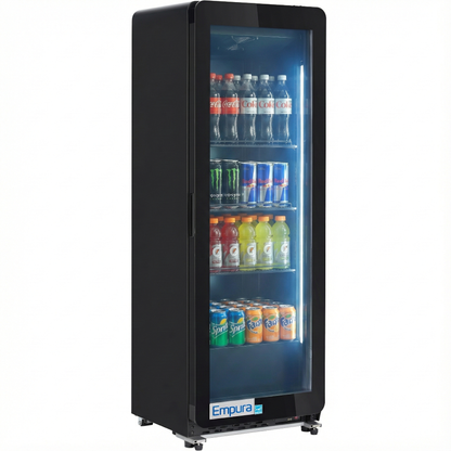 21" Black Swing Commercial Glass Door Merchandiser Refrigerator with ClearKeeper™ Glass - 7.28 cu ft ENERGY STAR®