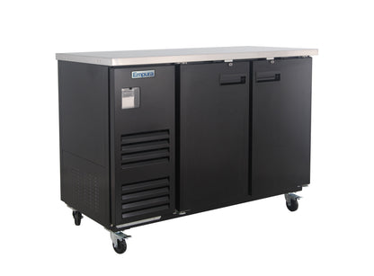 59" x 28" Swing Solid Door Powder Coated Black Stainless Steel Commercial Back Bar Refrigerator Back Bar Cabinet, Refrigerated Empura
