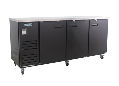 90" x 28" Swing Solid Door Powder Coated Black Stainless Steel Commercial Back Bar Refrigerator Back Bar Cabinet, Refrigerated Empura