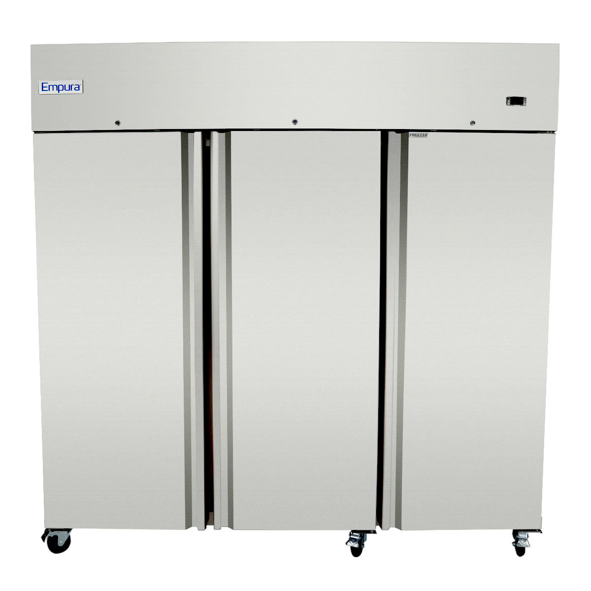 81" Commercial Stainless Steel 3 Door Reach-In Freezer