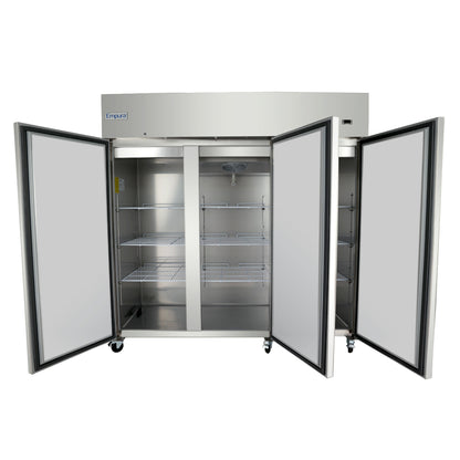 81" Commercial Stainless Steel 3 Door Reach-In Freezer