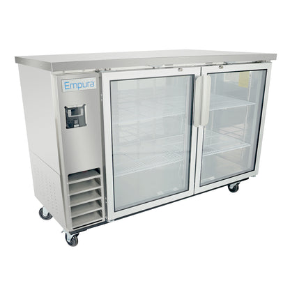 61" x 24" Swing Glass Door Stainless Steel Commercial Back Bar Refrigerator