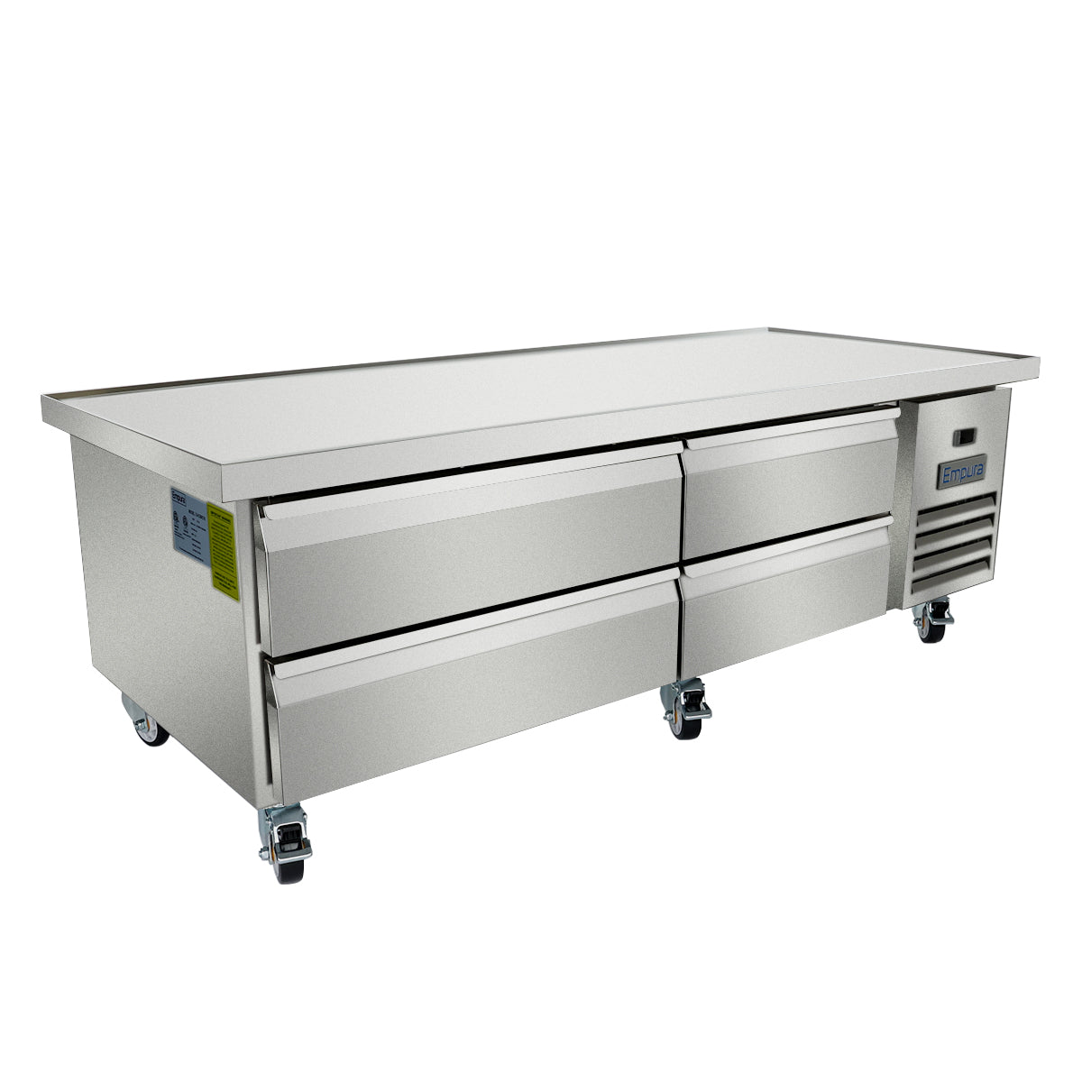 76" 4 Drawer Refrigerated Commercial Chef Base - 6" Depth Pan