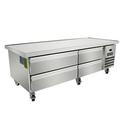 76" 4 Drawer Refrigerated Commercial Chef Base - 6" Depth Pan