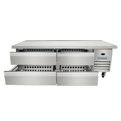 76" 4 Drawer Refrigerated Commercial Chef Base - 6" Depth Pan