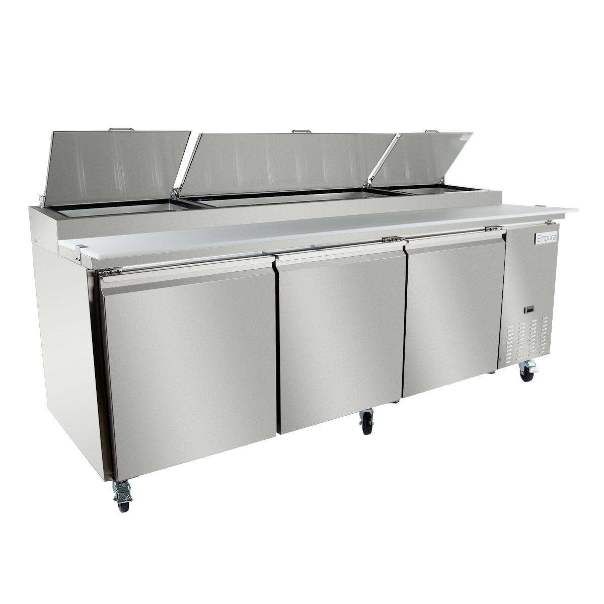 94" 3 Door Commercial Refrigerated Stainless Steel Pizza Prep Table