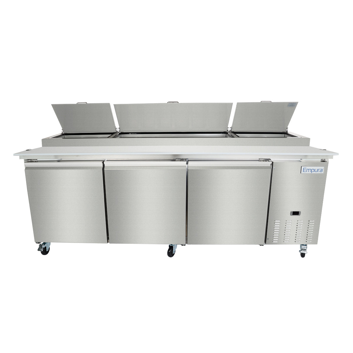 94" 3 Door Commercial Refrigerated Stainless Steel Pizza Prep Table