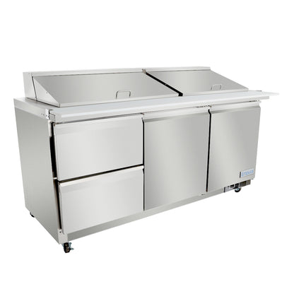 72" 2 Drawer Commercial Mega Top Refrigerated Sandwich and Salad Prep Table
