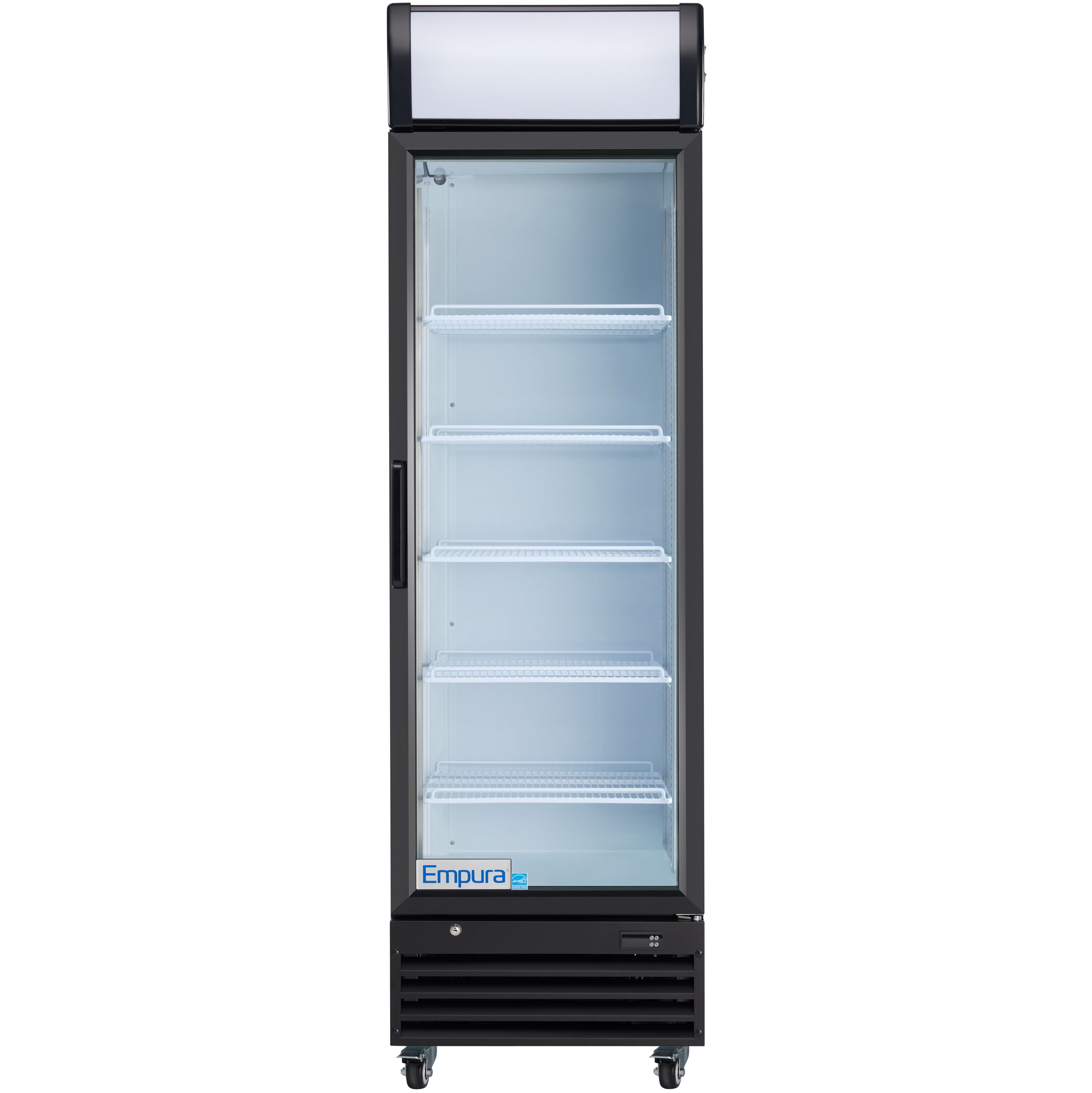 23" Black Swing Commercial Glass Door Merchandiser Refrigerator - 12 cu ft