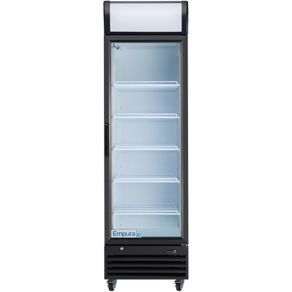 23" Black Swing Commercial Glass Door Merchandiser Refrigerator - 12 cu ft