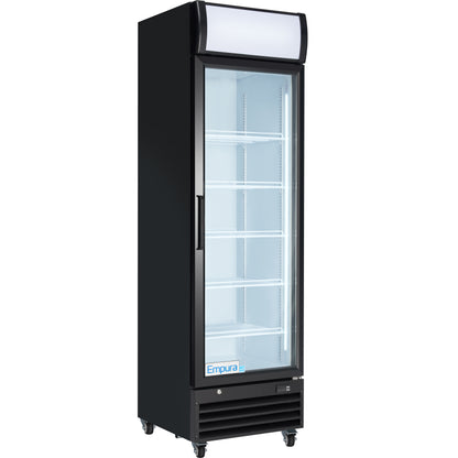 23" Black Swing Commercial Glass Door Merchandiser Refrigerator - 12 cu ft