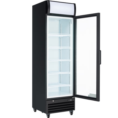 23" Black Swing Commercial Glass Door Merchandiser Refrigerator - 12 cu ft