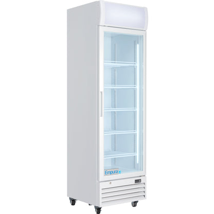 23" White Swing Commercial Glass Door Merchandiser Refrigerator - 12 cu ft