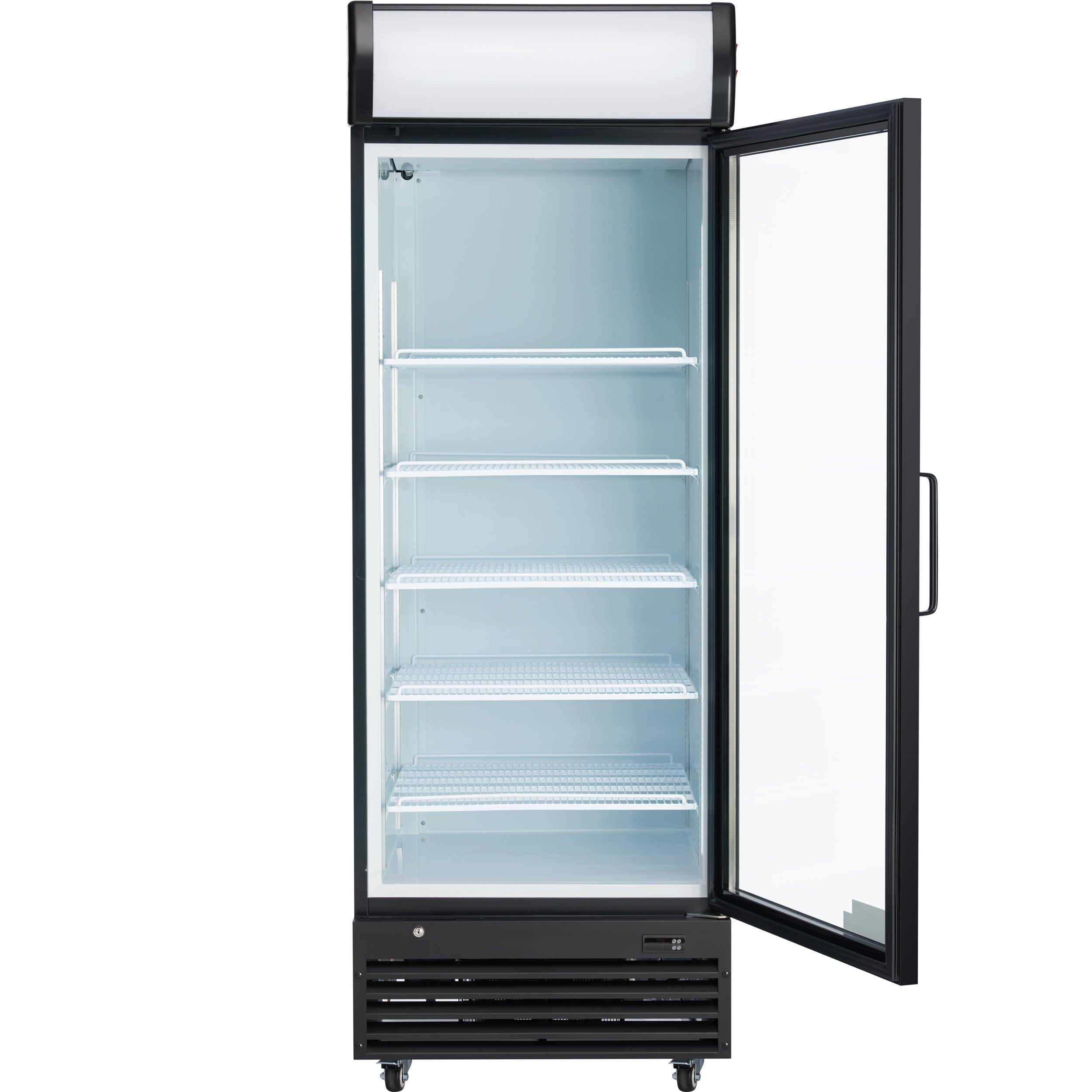 28" Black Swing Commercial Glass Door Merchandiser Refrigerator - 21 cu ft