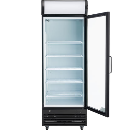28" Black Swing Commercial Glass Door Merchandiser Refrigerator - 21 cu ft