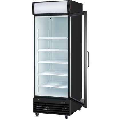28" Black Swing Commercial Glass Door Merchandiser Refrigerator - 21 cu ft