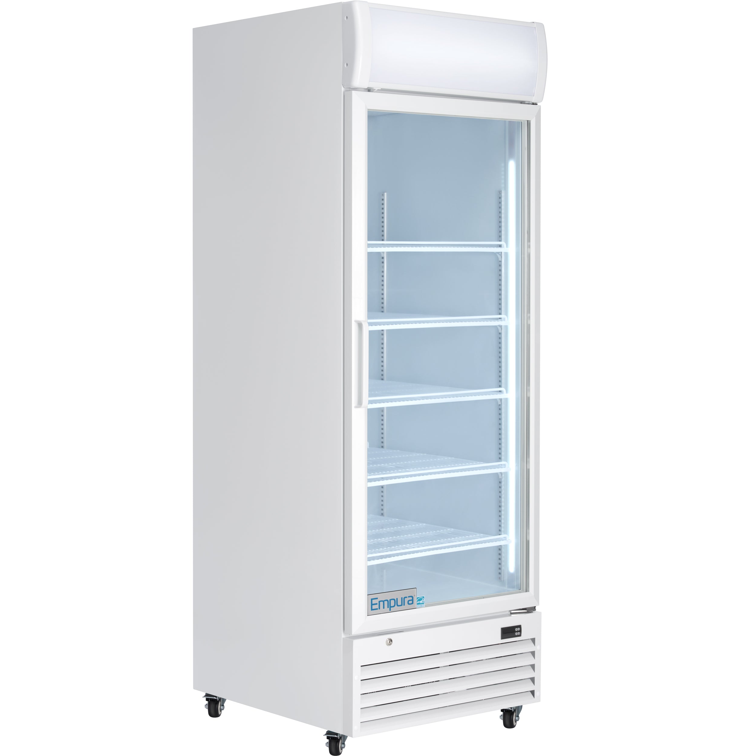 28" White Swing Commercial Glass Door Merchandiser Refrigerator - 21 cu ft