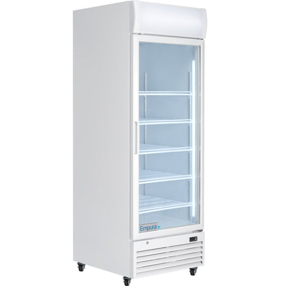 28" White Swing Commercial Glass Door Merchandiser Refrigerator - 21 cu ft