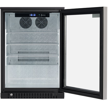 24" Undercounter Black Swing Commercial Glass Door Merchandiser Refrigerator - 6 cu ft