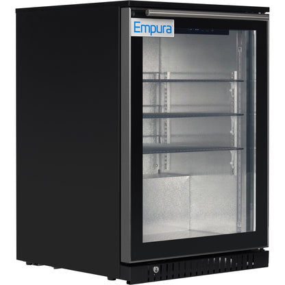 24" Undercounter Black Swing Commercial Glass Door Merchandiser Refrigerator - 6 cu ft