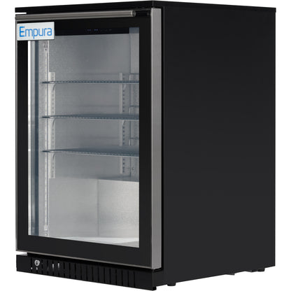 24" Undercounter Black Swing Commercial Glass Door Merchandiser Refrigerator - 6 cu ft