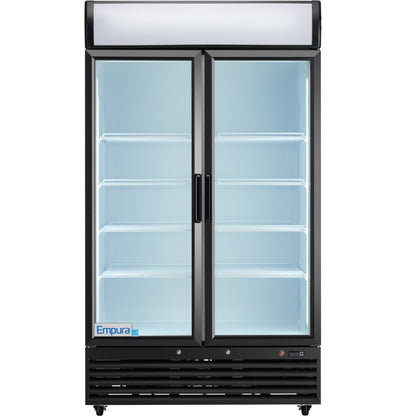 44" Black Swing Commercial Glass Door Merchandiser Refrigerator - 35 cu ft