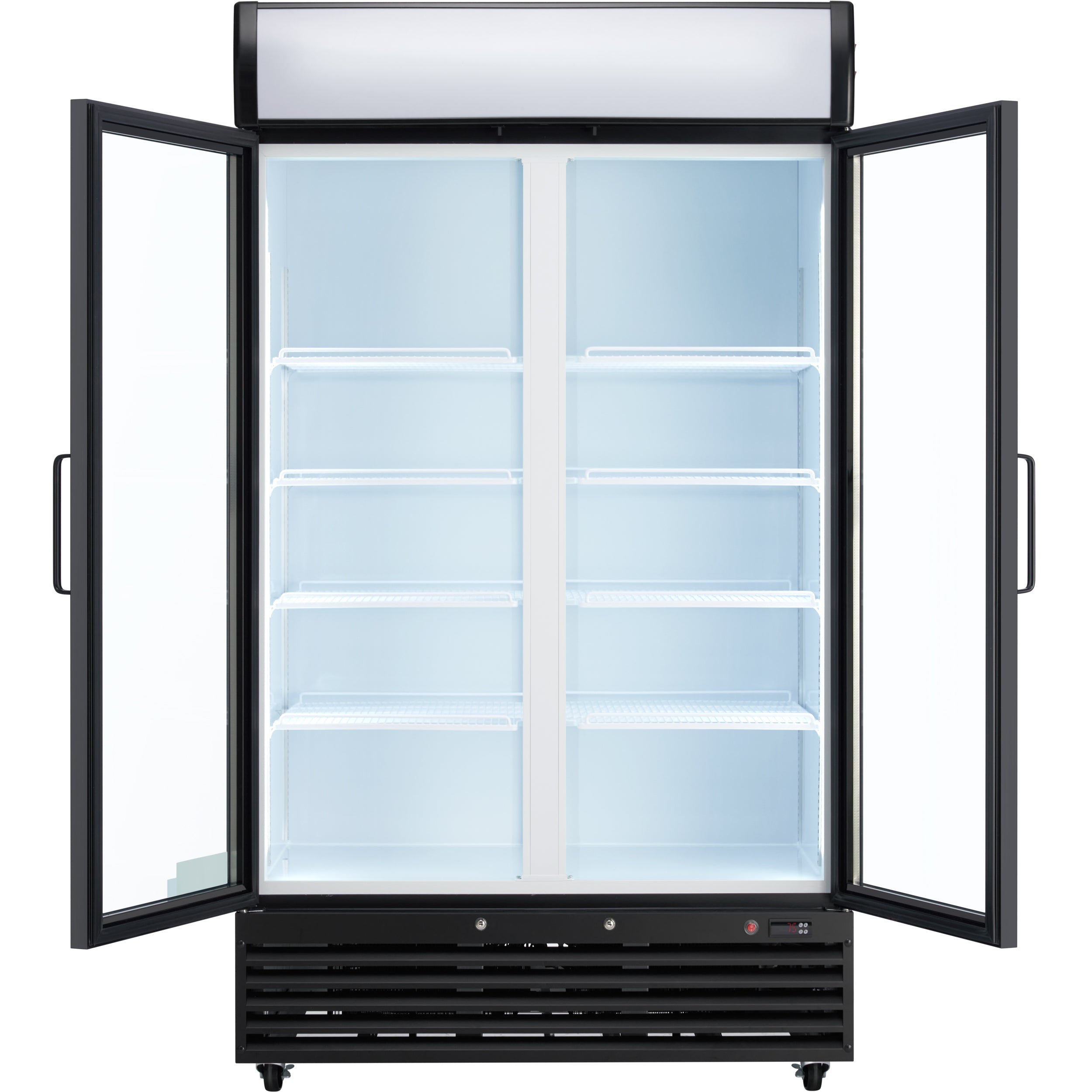 44" Black Swing Commercial Glass Door Merchandiser Refrigerator - 35 cu ft