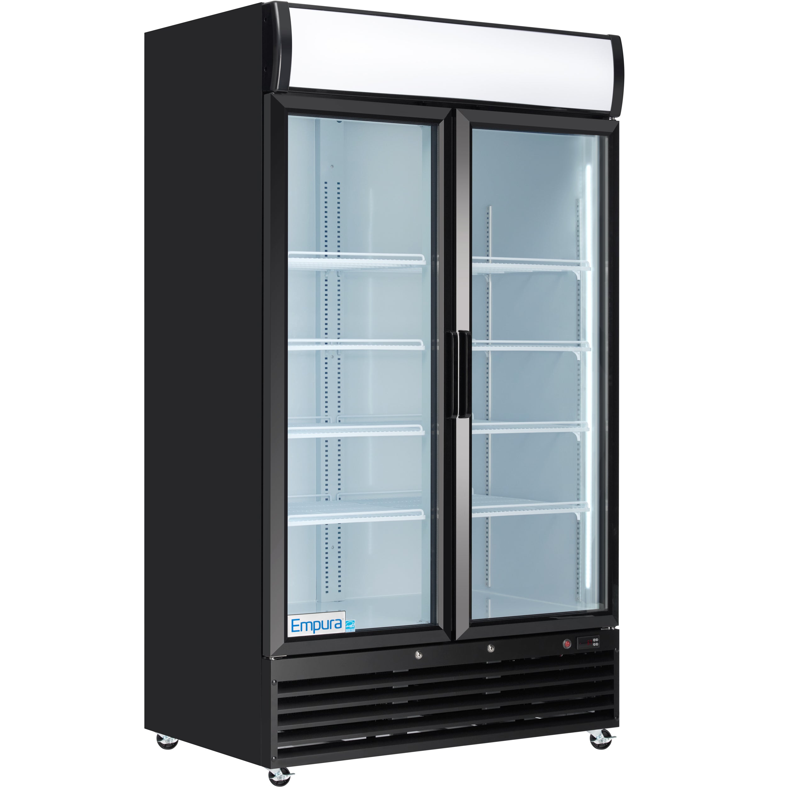 44" Black Swing Commercial Glass Door Merchandiser Refrigerator - 35 cu ft