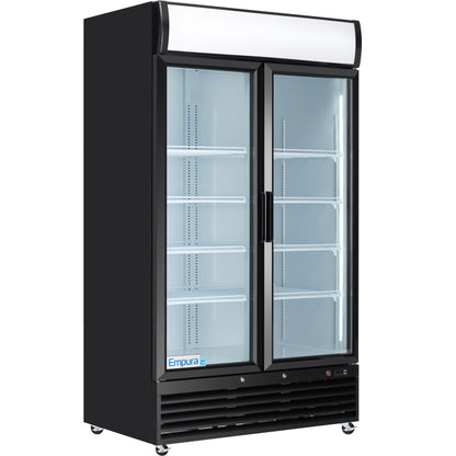 44" Black Swing Commercial Glass Door Merchandiser Refrigerator - 35 cu ft