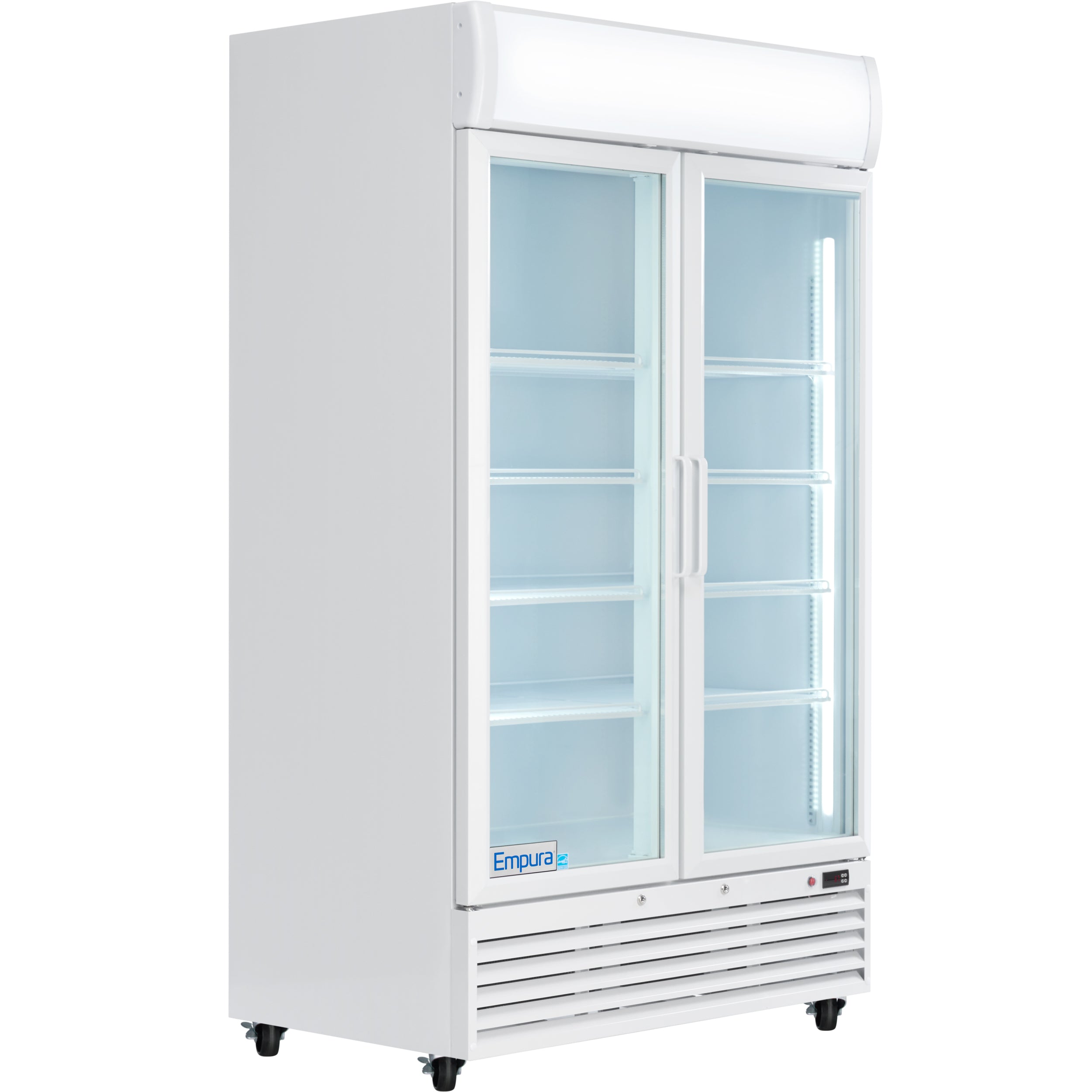 44" White Swing Commercial Glass Door Merchandiser Refrigerator - 35 cu ft