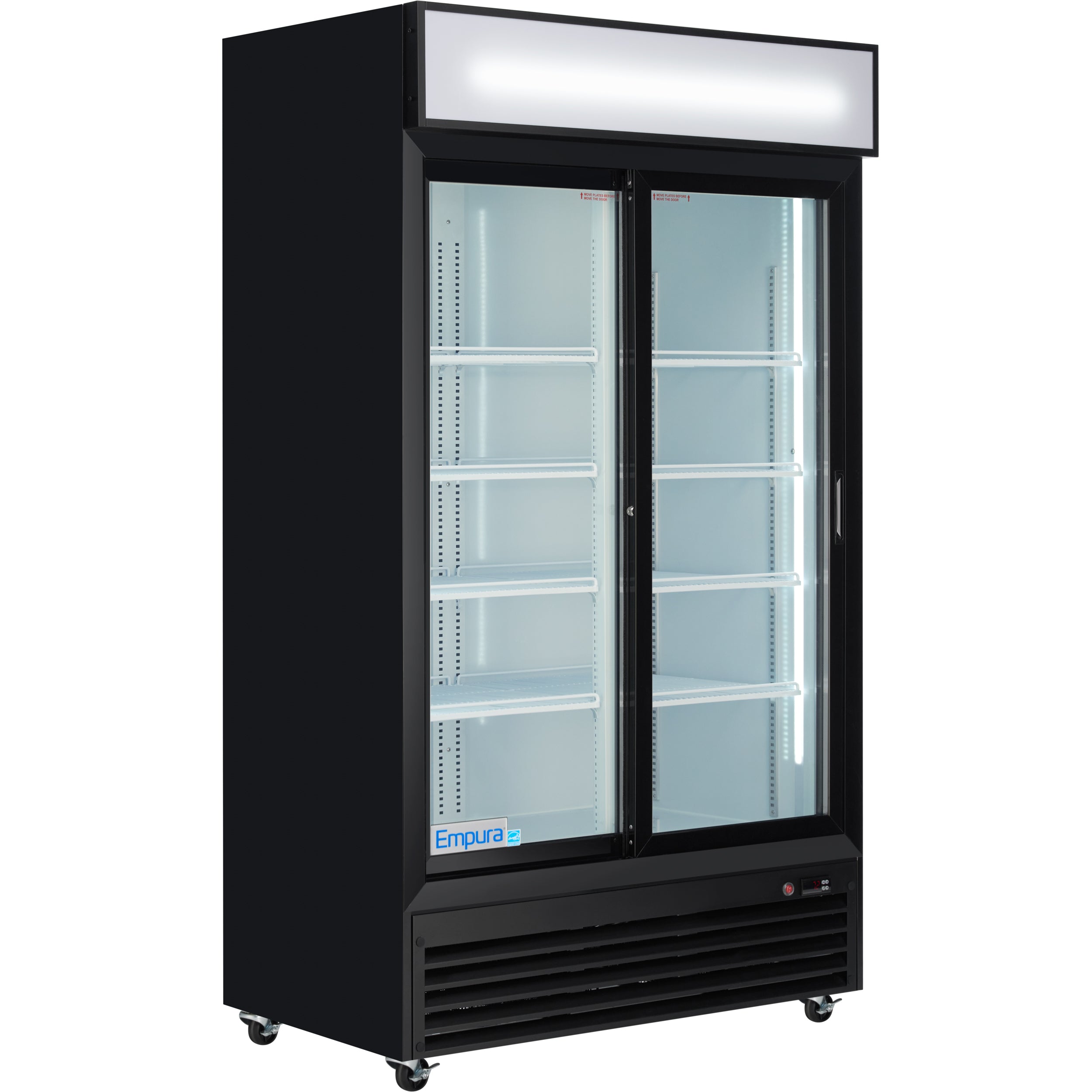 44" Black Sliding Commercial Glass Door Merchandiser Refrigerator - 35 cu ft