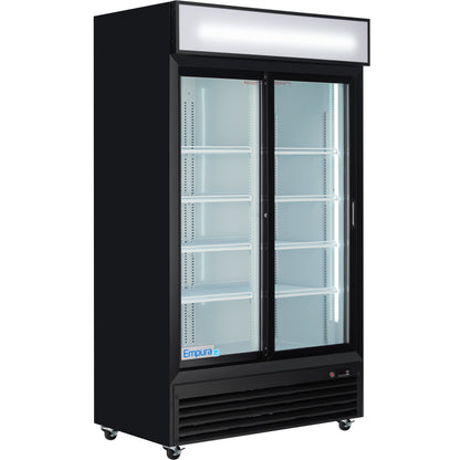 44" Black Sliding Commercial Glass Door Merchandiser Refrigerator - 35 cu ft