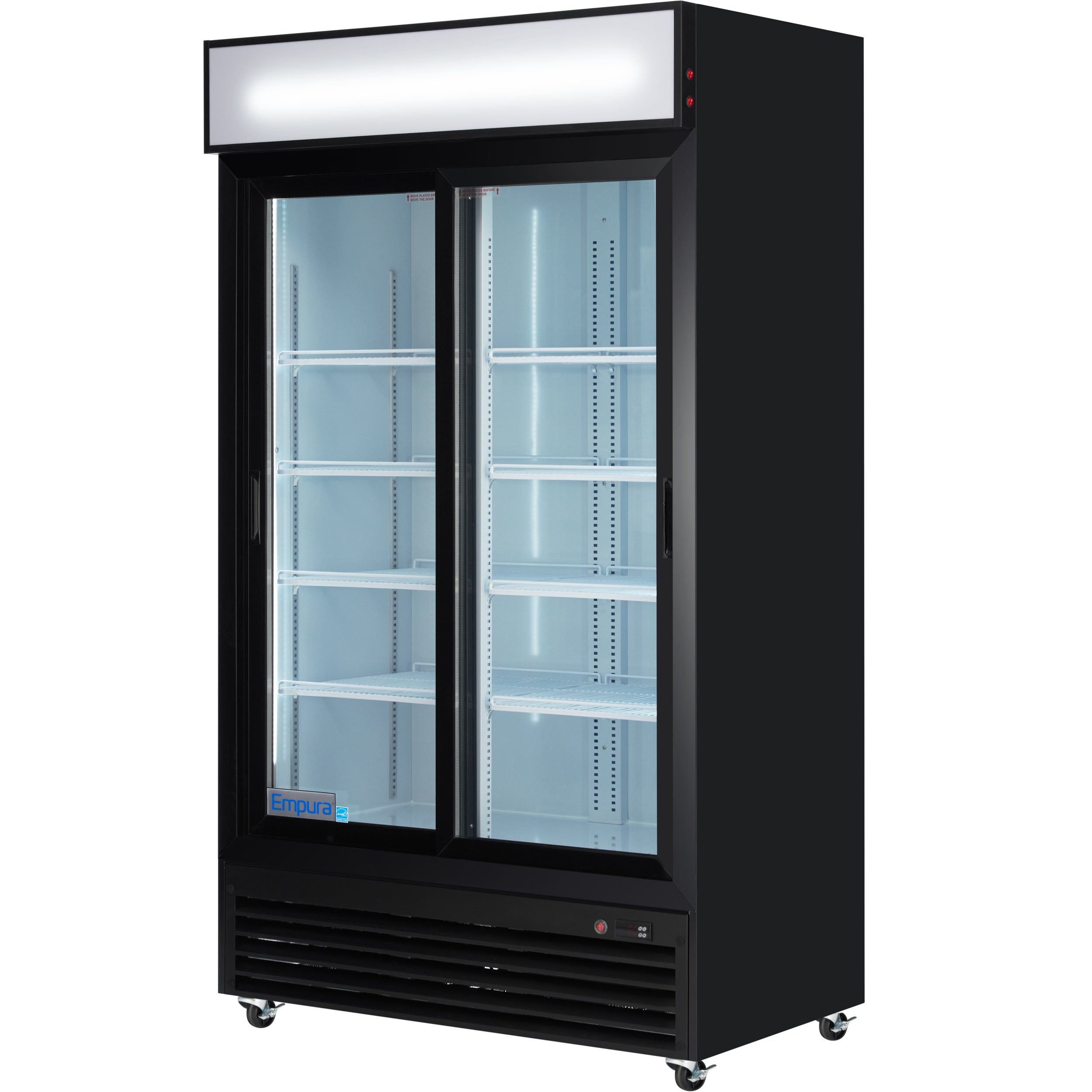 44" Black Sliding Commercial Glass Door Merchandiser Refrigerator - 35 cu ft