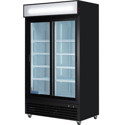 44" Black Sliding Commercial Glass Door Merchandiser Refrigerator - 35 cu ft