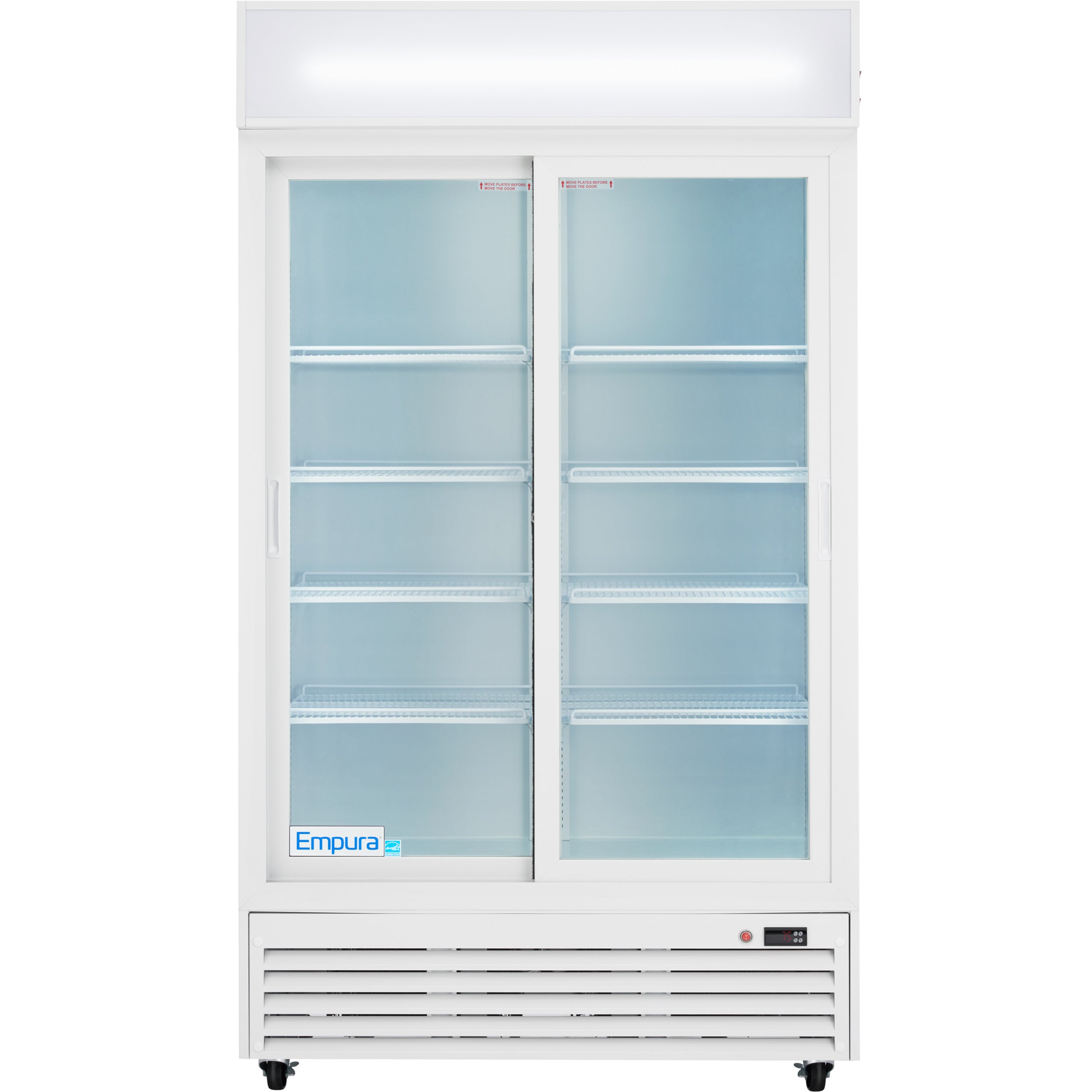 44" White Sliding Commercial Glass Door Merchandiser Refrigerator - 35 cu ft