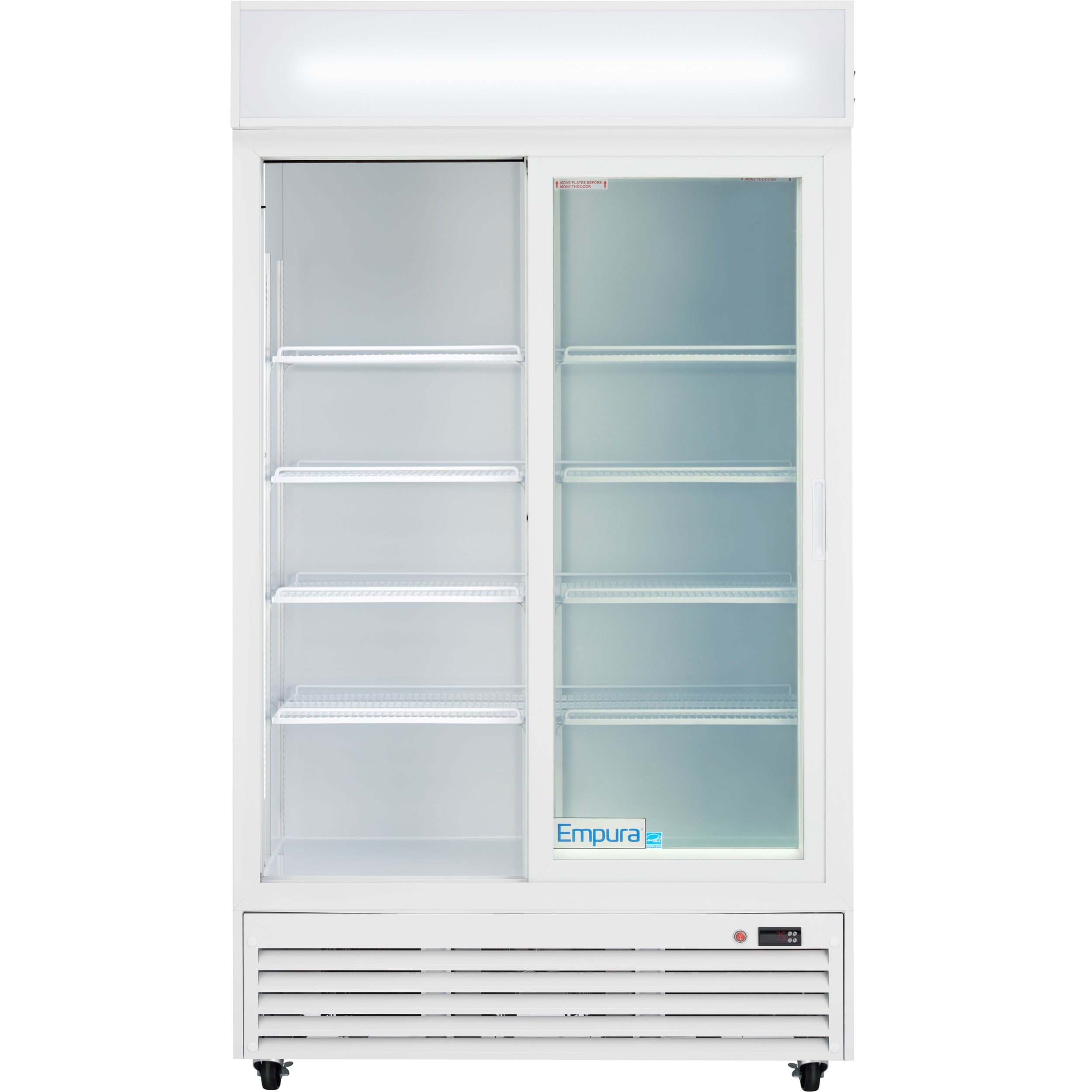 44" White Sliding Commercial Glass Door Merchandiser Refrigerator - 35 cu ft