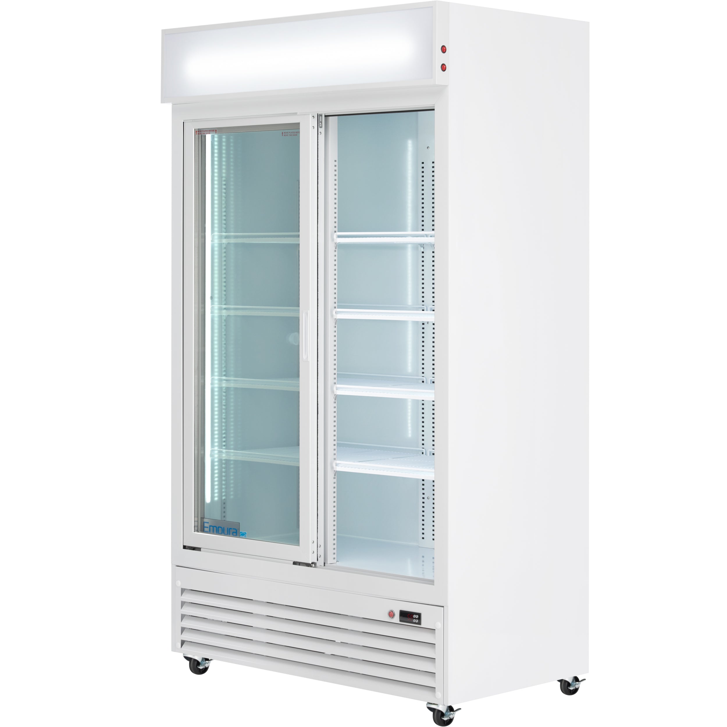 44" White Sliding Commercial Glass Door Merchandiser Refrigerator - 35 cu ft