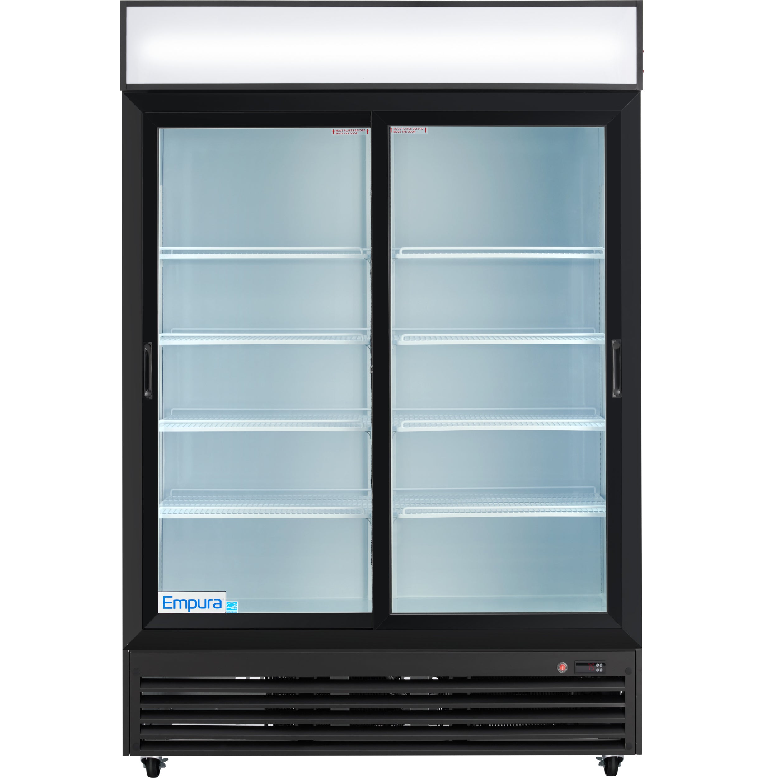 52" Black Sliding Commercial Glass Door Merchandiser Refrigerator - 42 cu ft