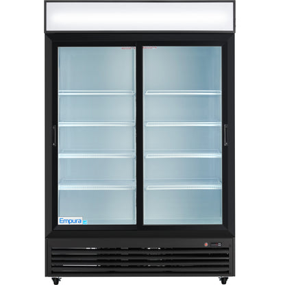52" Black Sliding Commercial Glass Door Merchandiser Refrigerator - 42 cu ft
