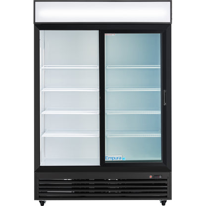 52" Black Sliding Commercial Glass Door Merchandiser Refrigerator - 42 cu ft