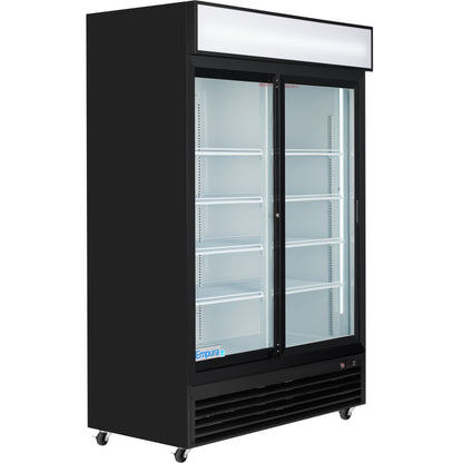 52" Black Sliding Commercial Glass Door Merchandiser Refrigerator - 42 cu ft