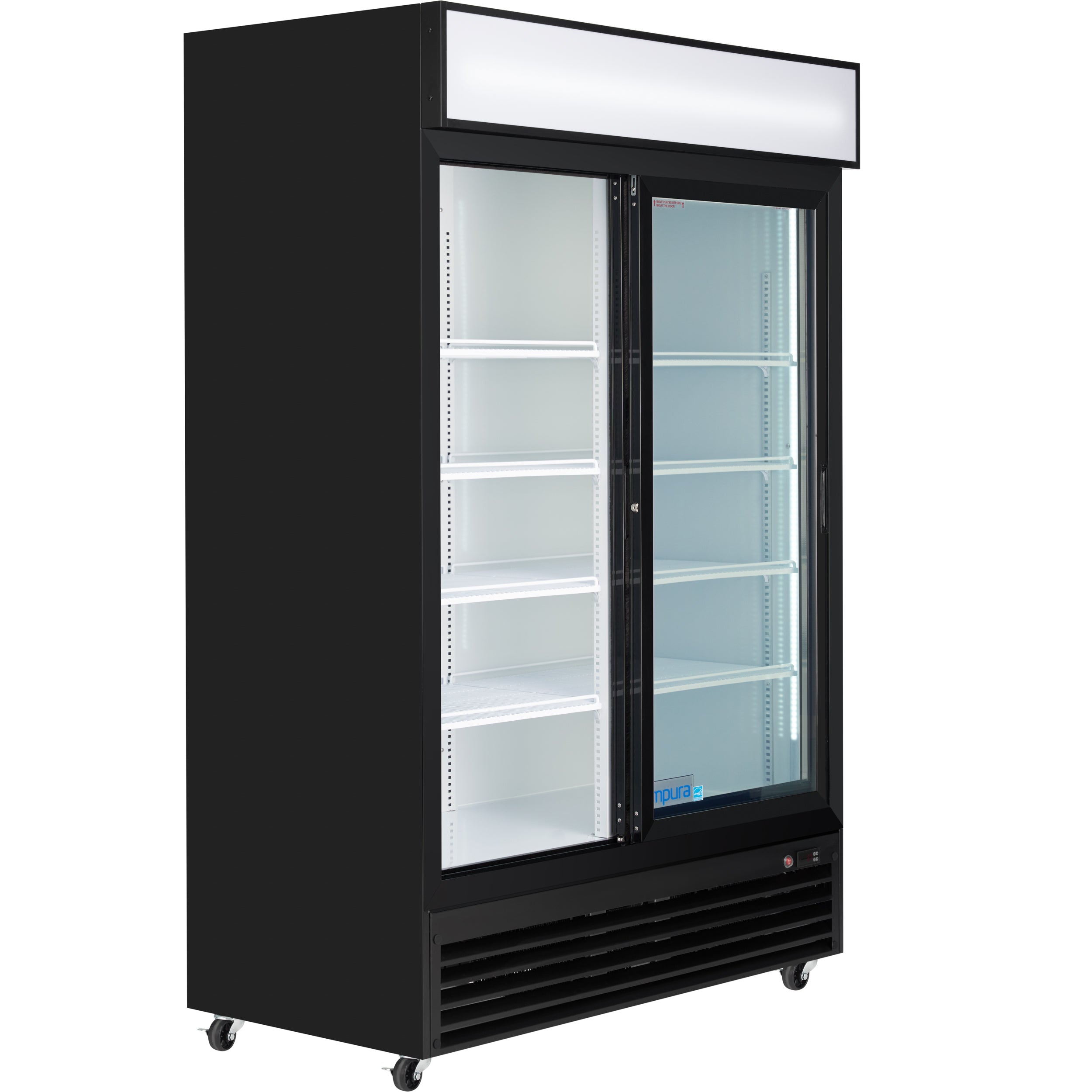 52" Black Sliding Commercial Glass Door Merchandiser Refrigerator - 42 cu ft