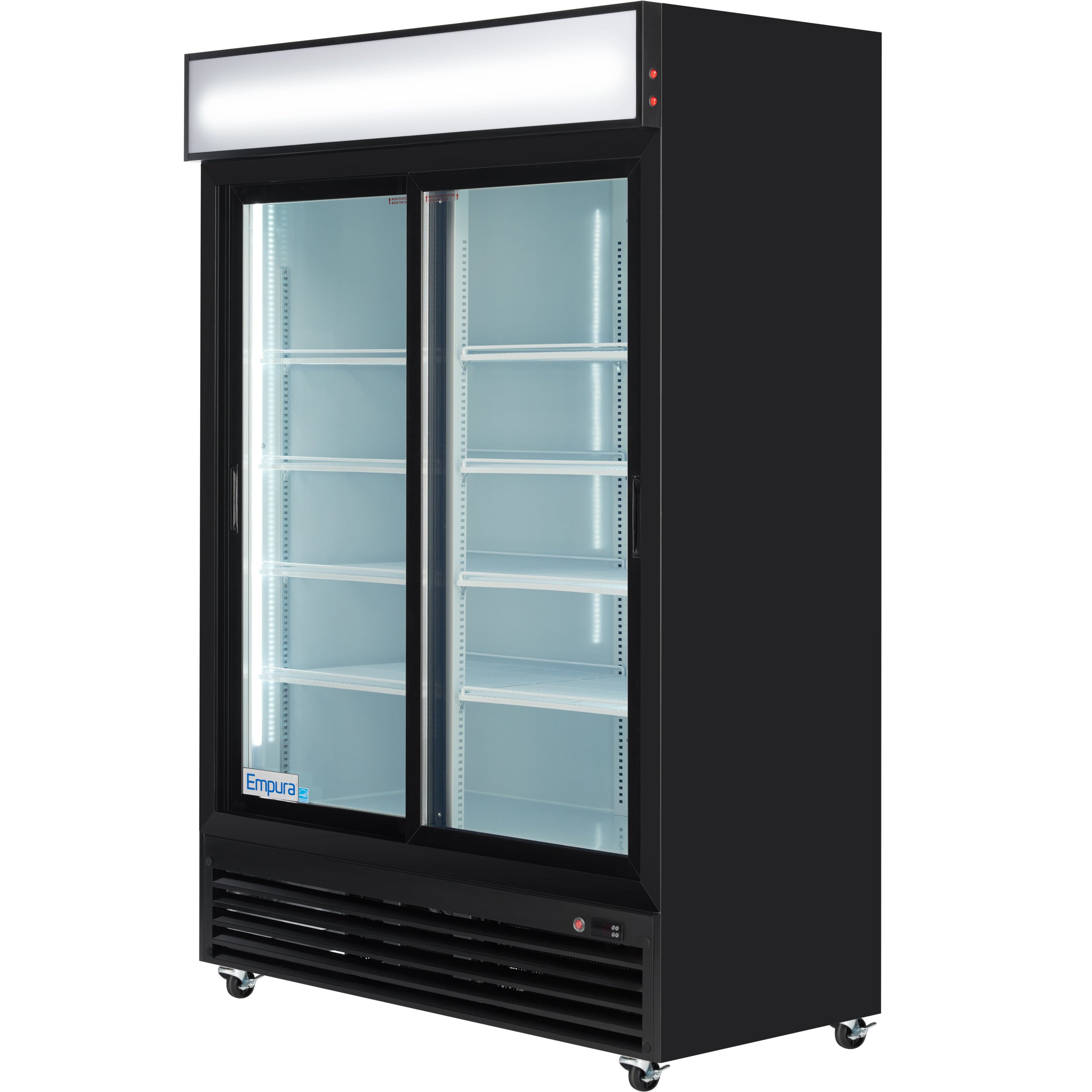 52" Black Sliding Commercial Glass Door Merchandiser Refrigerator - 42 cu ft