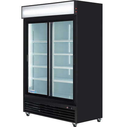 52" Black Sliding Commercial Glass Door Merchandiser Refrigerator - 42 cu ft
