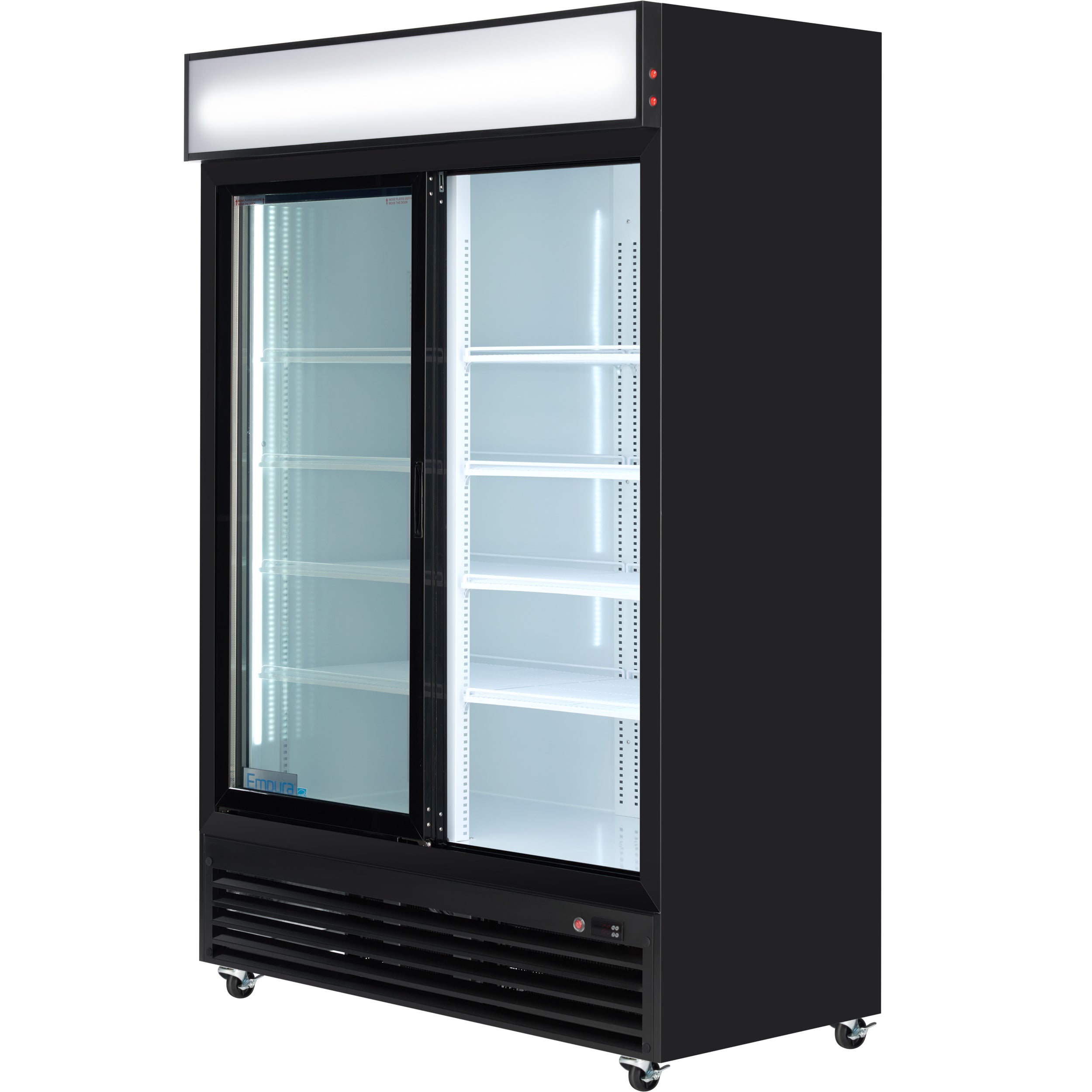 52" Black Sliding Commercial Glass Door Merchandiser Refrigerator - 42 cu ft