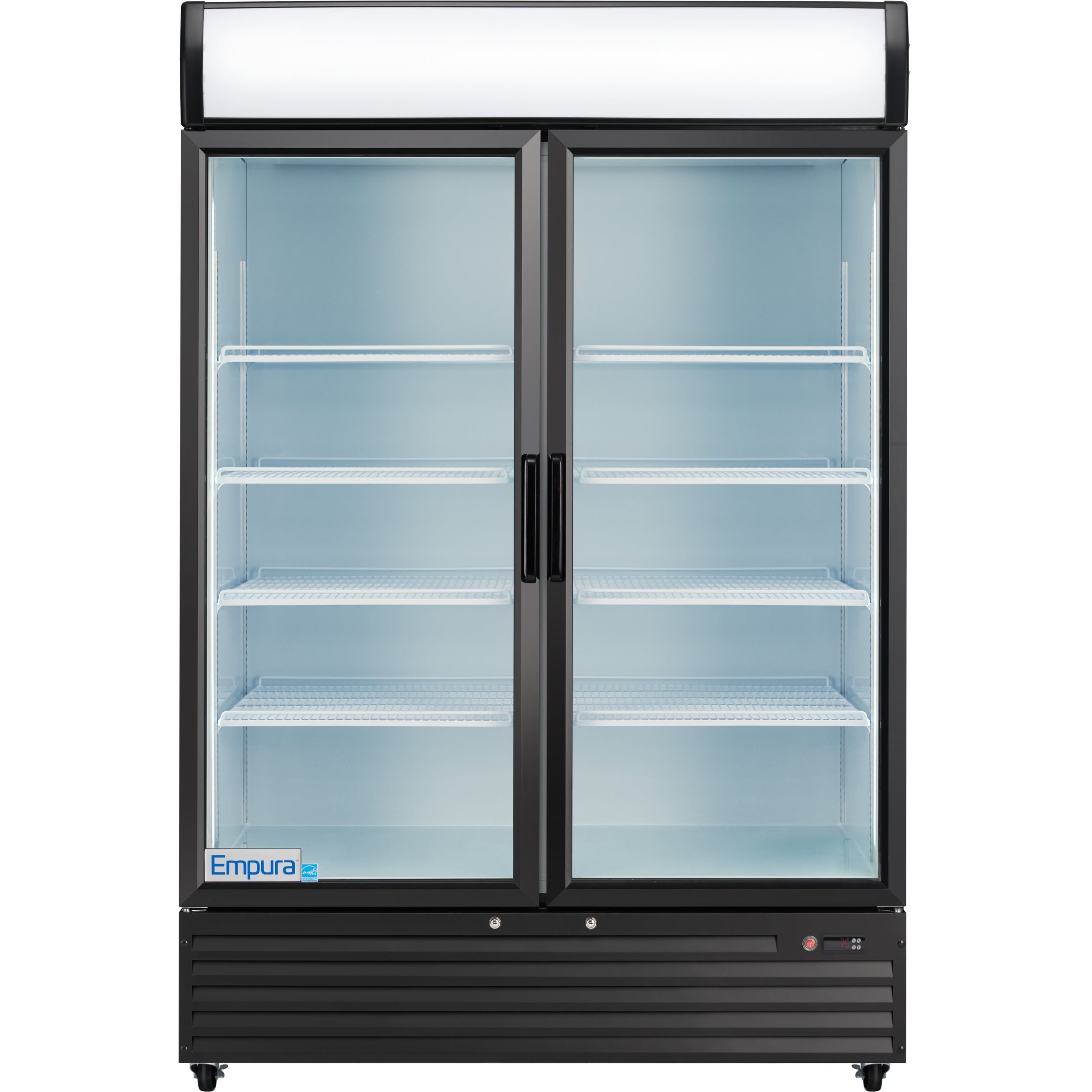 52" Black Swing Commercial Glass Door Merchandiser Refrigerator - 48 cu ft